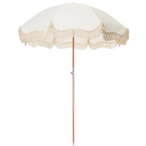 Parasols parasols de plage avec glands/Boho en bois personnalisé luxe Portable 7 pieds, Vintage frange soleil extérieur pôle <span class=keywords><strong>toile</strong></span> jaune - Product Image 1