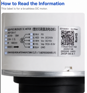 มอเตอร์ Midea VRV Premium Brushless DC รุ่น 11002015001182 ZKSP-58-8-1 310V อะไหล่แท้สำหรับเครื่องปรับอากาศเชิงพาณิชย์ - Product Image 2