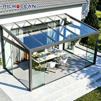 Casa solar de aluminio para exteriores, jardines de invierno de 4 Estaciones, para invernadero de vidrio transparente, techo plano montado en la pared