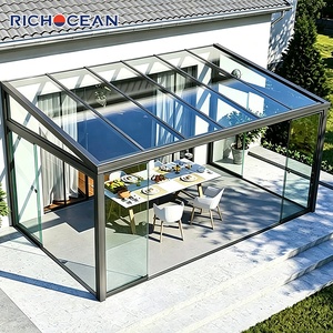 Jardins d'hiver 4 saisons Maison <span class=keywords><strong>de</strong></span> soleil extérieure en aluminium pour véranda en verre transparent Toit plat pour véranda <span class=keywords><strong>murale</strong></span> - Product Image 1