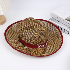 Nouveau Style paille herbe Crochet chapeau personnalisé en gros été léger Wester Cowboy raphia meilleure vente femmes hommes unisexe adultes - Product Image 3