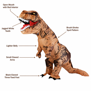 Costume gonflable de T-Rex pour adulte, tenue de dinosaure gonflable pour Halloween, déguisement amusant pour fête cosplay avec ventilateur pour hommes et femmes - Product Image 2