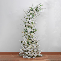 Arche de Mariage Personnalisée Haute Qualité avec Roses Blanches et Roses, Fleurs Artificielles en Soie pour Fond de Décoration, Vente en Gros
