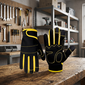 Gants de travail en PU noir JNA GROUP, bouts des doigts texturés, antidérapants, résistants à l'abrasion, avec poignet élastique, usage général, sans latex - Product Image 2