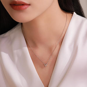 Minimalist S925 sterling silver round-cut zircon <b>heart</b> <b>pendant</b> necklace for women's everyday wear - Product Image 2