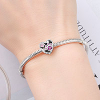 Perles en gros plaquées argent, pendentifs mignons en forme de patte de panda et de pingouin, bracelets DIY en forme d'animaux adorables