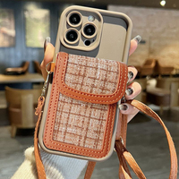 Sarung ponsel dompet tahan guncangan, dompet kulit dengan penutup slot kartu untuk iphone 15 Pro Max 16 13