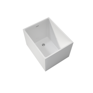Baignoire autoportante ovale en acrylique blanc brillant avec trop-plein et drain central pour adultes dans la salle de bain - Product Image 5