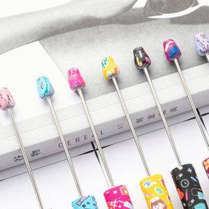 Stylo à bille rotatif personnalisé en plastique avec perles, multicolore, imprimé, pour cadeau promotionnel - Product Image 2