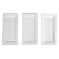 Heavy Duty Naturel 10x5 Pouces Rectangulaire Compostable Jetable Plaque Biodégradable Bagasse Pâte Alimentaire Restaurants Parties