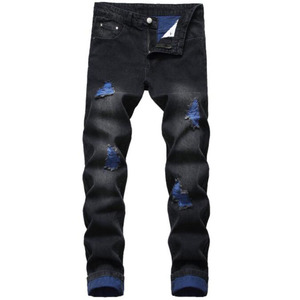 Jeans déchirés pour hommes en gros – Nouvelle collection automne, coupe slim, denim <span class=keywords><strong>noir</strong></span> et bleu, pantalons déchirés et usés pour hommes - Product Image 1