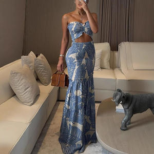 Re Mcgreen Star di vendita calda moda abito da donna con stampa collo abito lungo per la spiaggia - Product Image 1