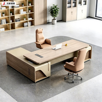 JIUSHUN Mobilier de bureau commercial, Table de direction de luxe pour PDG, Bureau de direction moderne