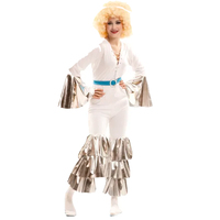 Costume de disco unisexe pour adultes, combinaison rétro brillante, jupes, pantalons évasés, robe, thème années 70, fête, performance de danse, festival