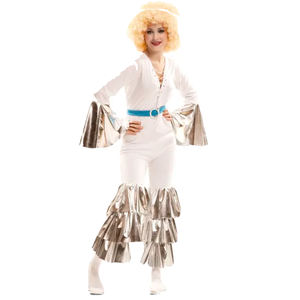 Disfraz de Discoteca para Mujer, Mono Brillante Retro con Pantalones Acampanados para Fiesta Temática de los 70, Actuación de Baile y Celebración de Festivales - Product Image 2