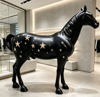 Statue de cheval en fibre de verre à motif graffiti, grande sculpture de cheval pour la décoration de centres commerciaux, mariages et événements photo