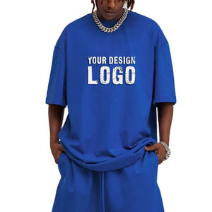 Summer Casual Drop Shoulder Half Sleeve Loose Men's T Shirt Customized Logo 305G Cotton Washed Oversized Mens T Shirts - Product Image 1