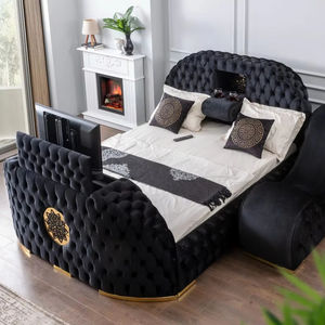 Cama con Elevador para TV, Portavasos y Chimenea Integrada, Diseño Moderno PZCN HOME - Product Image 1