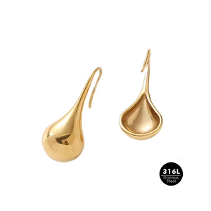 316L Teardrop Gold PVD Plated Stainless Steel Stud <b>Earrings</b> | Unisex Minimalist Lightweight Design | ZIRCON Waterproof - Product Image 1