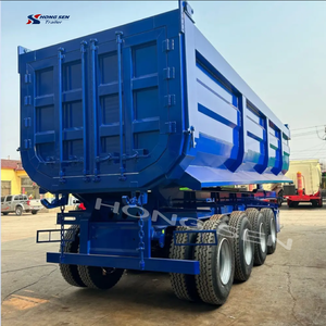 Remorque hydraulique à benne basculante 4 axes <span class=keywords><strong>de</strong></span> 60 tonnes pour le transport <span class=keywords><strong>d</strong></span>'ordures utilisées dans la construction et les travaux <span class=keywords><strong>de</strong></span> jardinage - Product Image 3