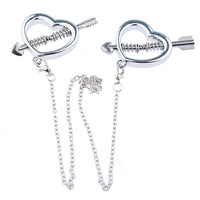 Gaby nouveau cœur réglable faux piercing chaîne de mamelon en acier inoxydable faux anneau de mamelon non mamelon vente en gros piercing bijoux