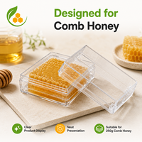 Boîte à miel en plastique transparent de 250 g, entièrement transparente, pour l'apiculture, conteneur de stockage de miel, boîte d'emballage pour miel en nid d'abeille