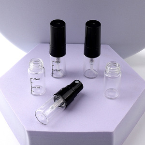 Glass <b>Perfume</b> <b>Bottle</b> 2ml With Black Spray Nozzle <b>Sample</b> Size Portable Travel Hydrating Spray Empty <b>Bottle</b> - Product Image 3