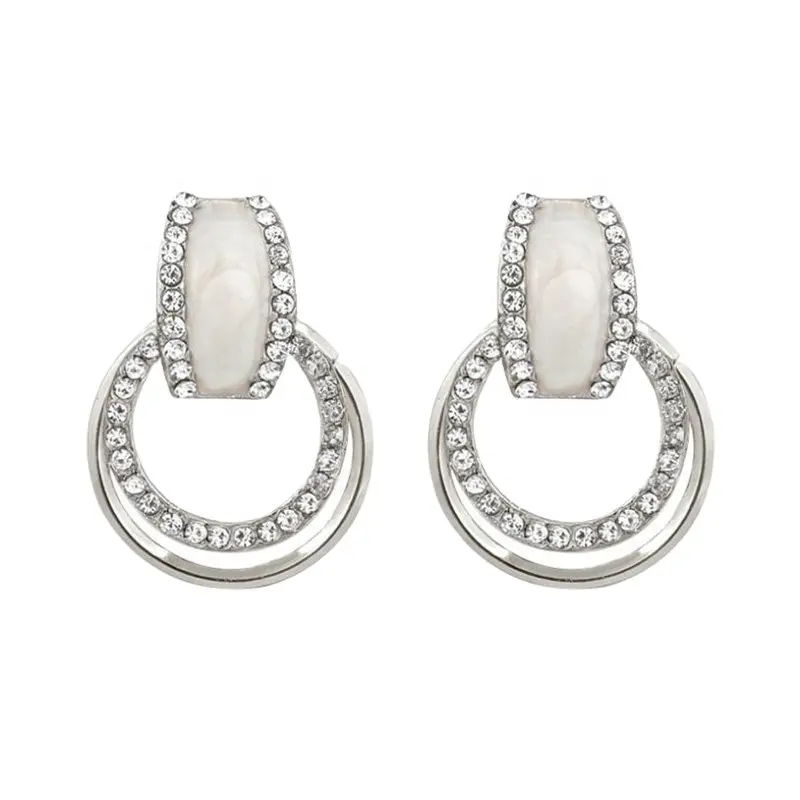 personalized cool simple geometric glisten oil gold jewelry hoop diamond gold round earrings