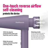 Sèche-cheveux professionnel de salon FirePhoenix M2 OEM avec moteur sans balais 2200W, débit d'air de 21 m/s, ionique anti-frisottis, 12 modes, diffuseur, prise EU