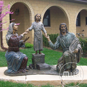 MUSI Metal al aire libre fundido ortodoxo religioso tamaño real San José y María estatua de bronce escultura de la Sagrada Familia - Product Image 6