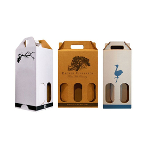 Lot de six transporteurs en <span class=keywords><strong>carton</strong></span> imprimé personnalisé recyclé <span class=keywords><strong>verre</strong></span> à vin emballage plateau en papier ondulé avec poignée portable - Product Image 5