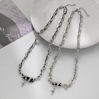 Kalung Mutiara Berlian Unisex Desain Niche Gaya Instagram Liontin Black Forest Rantai Tembaga Kalung Tulang Selangka Pasangan Anti Luntur Sporty