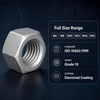 Écrou hexagonal revêtu de Dacromet sans chrome, protection contre la corrosion par pulvérisation saline 1500 heures, fixation pour applications marines