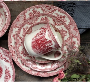 Christmas Plate Export Western Red Castle Series Porcelain Large <b>Small</b> Plate Bowl Dish Dessert Dish Cake Dish - Product Image 5