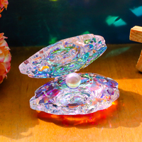 Figurines d'animaux gravées en verre transparent en forme de coquillage, ornées de perles de cristal AB colorées, faites à la main, pour cadeau de mariage ou décoration intérieure