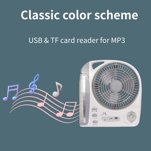 Xách tay 8 inch năng lượng mặt trời <span class=keywords><strong>Fan</strong></span> bluetooth loa với FM Đài phát thanh <span class=keywords><strong>USB</strong></span> có thể sạc lại pin và ánh sáng LED cho cắm trại khẩn cấp - Product Image 2