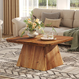Table basse Tribesigns en bois massif <span class=keywords><strong>de</strong></span> 80 <span class=keywords><strong>cm</strong></span>, style moderne, couleur marron, table d'appoint pour salon, appartement, bureau à domicile, mobilier classique - Product Image 3