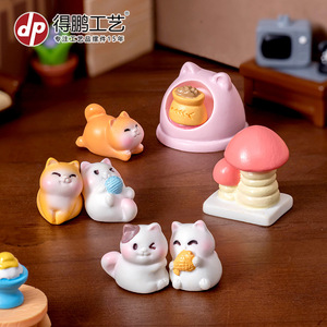 Figurines en résine de chatons miniatures Dp pour décoration de maison de poupée, ornements de chat mignons pour bureau - Product Image 3