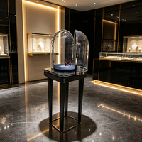 Présentoir à bijoux rond en verre sur mesure, vitrine haute personnalisée pour montres avec éclairage LED, pour gemmes, diamants, boutiques et musées