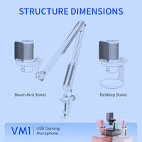FEELWORLD VM1 USB kol standı Usb kablolu Mic masaüstü Rgb işık oyun mikrofonlar ile ayarlanabilir Led kondenser mikrofon Podcast