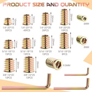 188pcs Threaded Nut Inserts Assortment Kit Zinc Plated Carbon Steel Wood Fasteners M6 M8 M10 - Product Image 4
