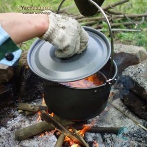 7-8 People Outdoor Camping Frying <b>Pan</b> 1-2L Non-Stick Aluminum Anodized with <b>Lid</b> for Backpacking Picnic and Travel - Product Image 6
