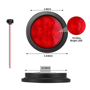 Feu arrière LED rond de 4 pouces étanche avec prise 3 broches STOP/CLIGNOTANT/FEU ARRIÈRE, lampe de recul scellée à montage encastré pour camion et camping-car - Product Image 6