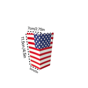Boîte à popcorn en <span class=keywords><strong>carton</strong></span> blanche en forme de trompette, motifs à pois, rayures et <span class=keywords><strong>drapeau</strong></span> américain, pour l'exportation, emballage alimentaire à emporter, lot de 12 - Product Image 4