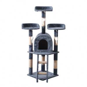 Árbol Rascador para Gatos de Lujo, Premium, Jumbo, en Forma de Castillo Gris, con Cama de Peluche y Juguetes, para Gatos Grandes y Gatitos - Product Image 1