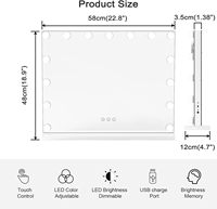 Grande coiffeuse de bureau à écran tactile avec éclairage intelligent à mémoire, grossissement 10X, miroir LED argenté personnalisé à 3 couleurs