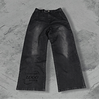 Pantalones de mezclilla para hombre desgastados de piernas rectas con logotipo personalizado del fabricante Jeans lavados de calle de diseñador para hombre