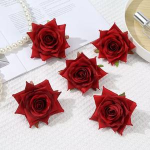 9cmの人工ベルベットローズヘッドフラワー、人工ローズフラワー、プリザーブドレッドベルベットローズヘッド、結婚式や家の装飾に - Product Image 5