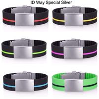 Bracelet en silicone gravé au laser avec plaque personnalisée et double fermoir de sécurité