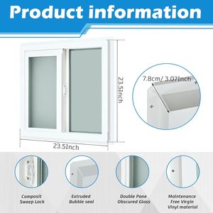 Petite fenêtre de sous-sol en aluminium, fenêtre coulissante de sous-sol amovible, dotée d'un double vitrage isolé avec isolation thermique - Product Image 5
